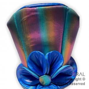 SOMBRERO GALERA MEDIANA METAL ARCO IRIS CON FLOR COLORES SURTIDOS x 1